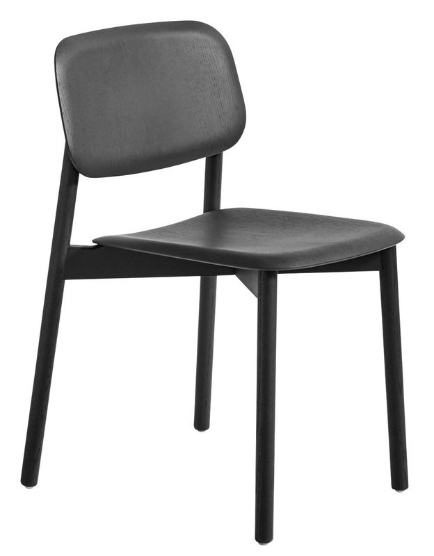 Furniture - Chairs - Soft Edge 60 Stacking chair wood black Wood - Hay - Black - Tinted oak plywood, Tinted oak wood