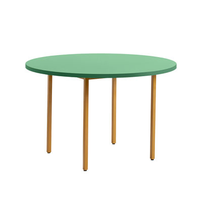 Möbel - Tische - Two-Colour Runder Tisch / Ø 120 cm - MDF Valchromat® - Hay - Tischplatte minzgrün / Beine ocker - lackierter Stahl, Valchromat® MDF