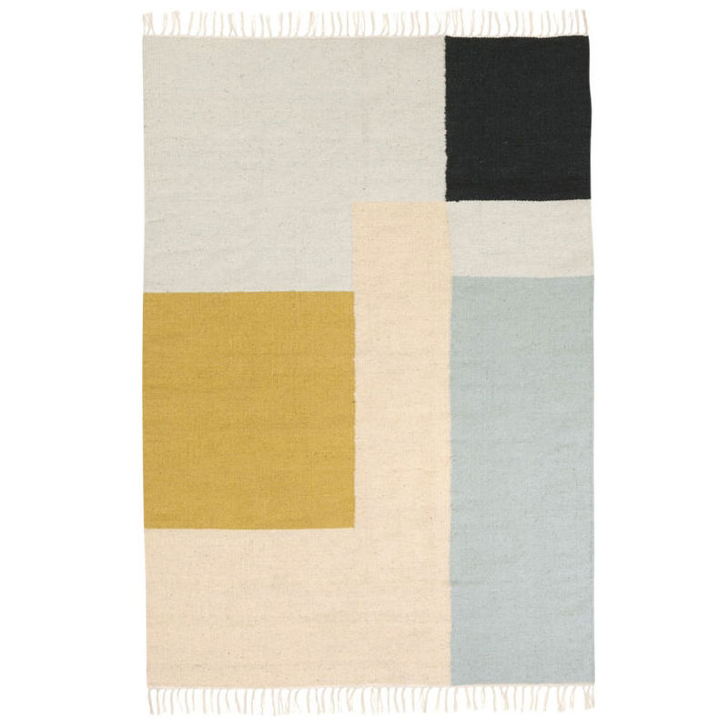 Décoration - Tapis - Tapis Kelim Squares  multicolore / XL - 160 x 250 cm - Ferm Living - Multicolore - Coton, Laine