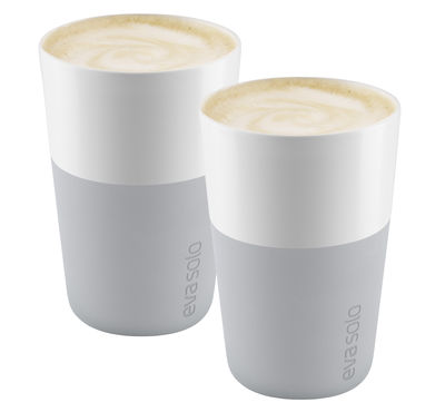 Table et cuisine - Tasses et mugs - Mug Cafe Latte / Set de 2 - 360 ml - Eva Solo - Gris marbre - Porcelaine, Silicone