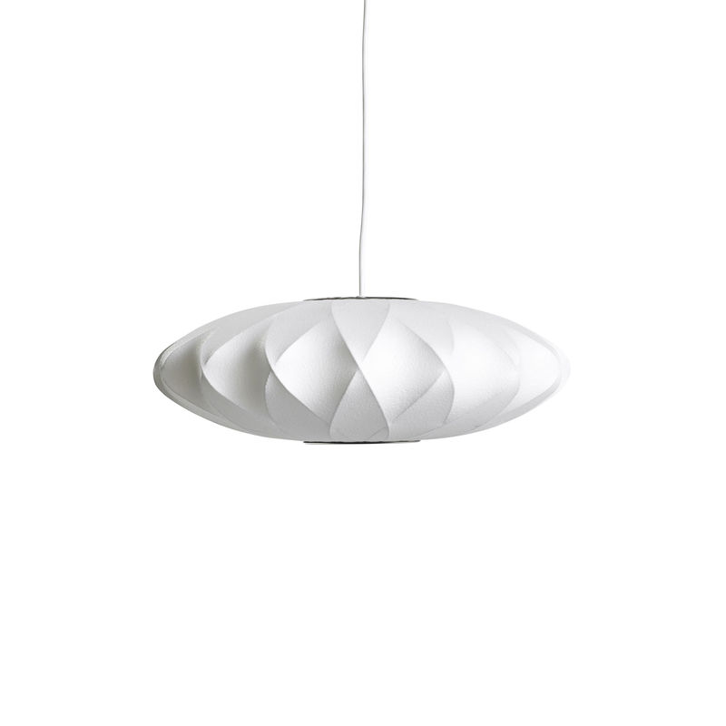 Lighting - Pendant Lighting - Bubble Saucer Pendant plastic material textile white / Small - Criss-crossed patterns - Hay - Ø 44 cm / Off white -  Toile polymère, Steel