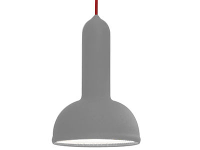 Illuminazione - Lampadari - Sospensione Torch Light Round - forma rotonda - Ø 15 cm di Established & Sons - Grigio - Cavo rosso - policarbonato, PVC