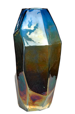 Decoration - Vases - Graphic Luster Medium Vase - H 30 cm by Pols Potten - Iridescent blue - Tinted glass