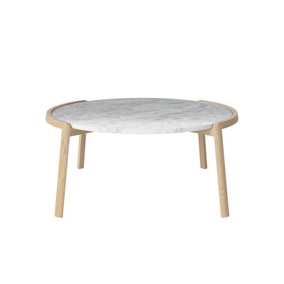 Furniture - Coffee Tables - Mix Coffee table - / Ø 94 x H 42 cm - Oak & marble by Bolia - Ø 94 x H 42 cm / White-grey marble - Marble, Solid oak FSC