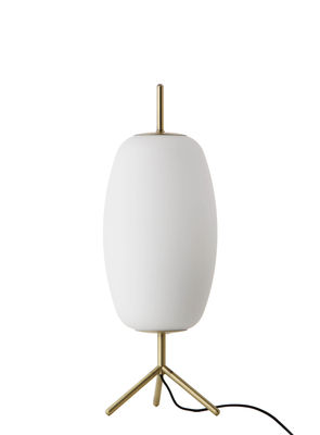 Illuminazione - Lampade da tavolo - Lampada da tavolo Silk di Frandsen - Bianco / Ottone - Ottone, Vetro bianco opalino
