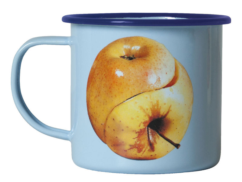 Tableware - Coffee Mugs & Tea Cups - Toiletpaper Mug metal blue / Ying & Yang Apple - Seletti - Yin & Yang apple - Enamelled metal