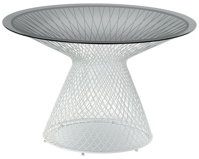 Outdoor - Garden Tables - Heaven Garden table - Ø 110 cm by Emu - Matt white - Glass, Steel