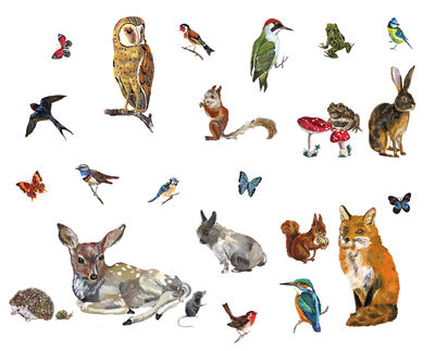 Dekoration - Für Kinder - Les animaux 2 Sticker Set mit 27 Stickern - Domestic - Mehrfarbig - 27 Sticker - Vinyl
