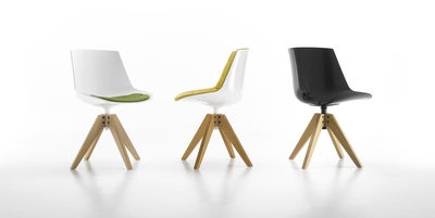 Swivel Chair Flow By Mdf Italia White Natural Wood Made In