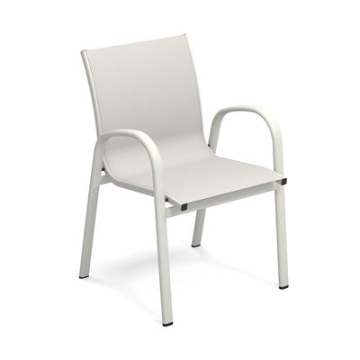Furniture - Chairs - Holly Stackable armchair - / Fabric by Emu - White cloth / White structure - Aluminium, Outdoor fabric