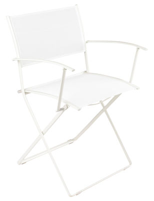 Möbel - Stühle  - Plein Air Klappsessel - Fermob - Weiß - galvanisierter Stahl, Polyester-Gewebe