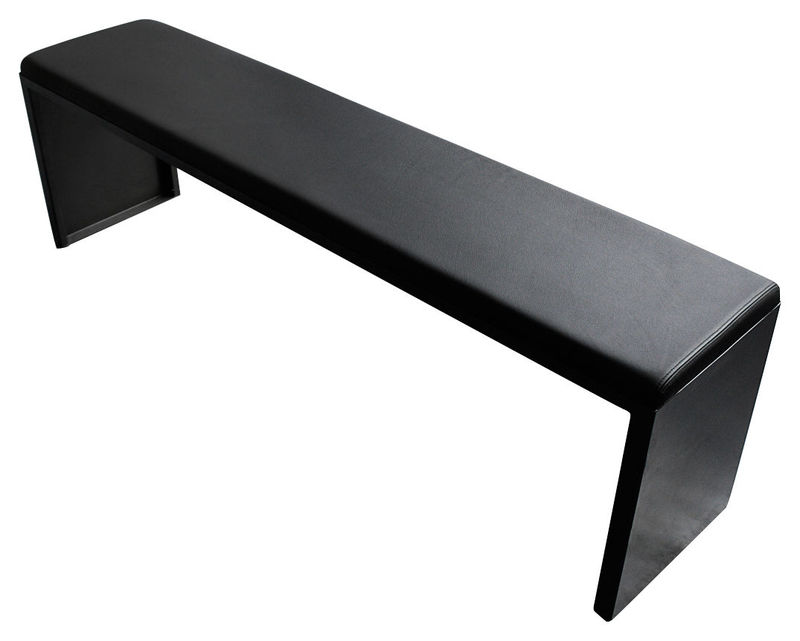 Arredamento - Panchine - Panchina Irony Pad metallo legno nero / Seduta in cuoio - L 210 cm - Zeus - Nero - Acciaio fosfatato, Pelle