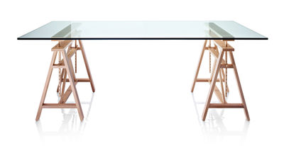 Furniture - Office Furniture - Teatro Rectangular table by Magis - Solid beech / Tempered glass - Beechwood, Glass
