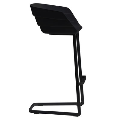 Mobilier - Tabourets de bar - Chaise de bar Rift / H 65 cm - Coque plastique & pied métal - Moroso - Noir / Piètement noir - Acier verni, Polyuréthane