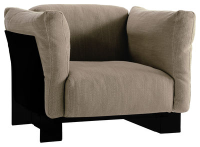 Möbel - Lounge Sessel - Pop Duo Gepolsterter Sessel Gestell schwarz - Kartell - Grau Taubenblau - Gewebe, Polykarbonat