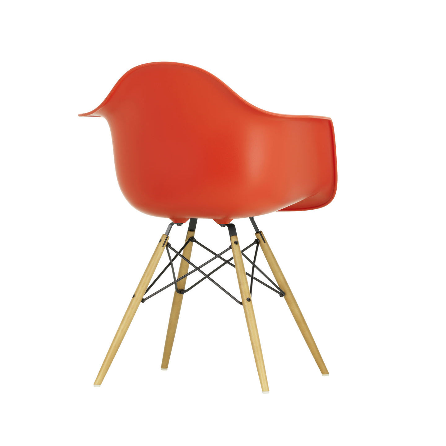 VITRA sedia poltroncina con basamento miele Eames Plastic Armchair DAW  NUOVE DIMENSIONI (Rosso papavero - Polipropilene e frassino miele) 