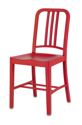 Furniture - Chairs - 111 Navy chair Chair - Recycled plastic by Emeco - Red - Fibreglass