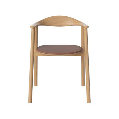 Mobilier - Chaises, fauteuils de salle à manger - Fauteuil Swing / Assise cuir - Bolia - Cuir Cognac / Chêne - Chêne massif FSC, Cuir