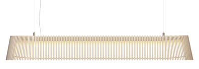 Lighting - Pendant Lighting - Owalo Pendant - LED / L 100 cm by Secto Design - Natural birch / Transparent cable - Birch slats, Metal