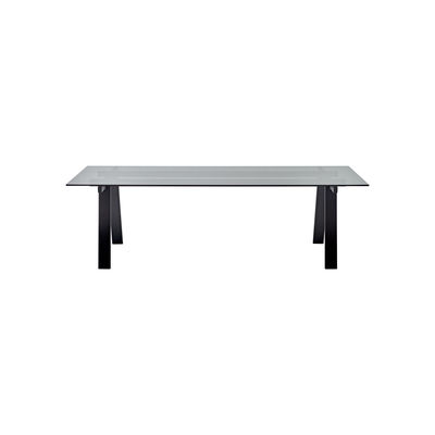 Arredamento - Tavoli - Tavolo rettangolare Ambrosiano - / Vetro - 245 x 90 cm - 6 a 8 persone di Zanotta - Grigio fumè / Base nera - , Vetro temprato