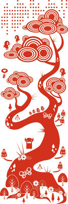 Déco - Stickers, papiers peints & posters - Sticker Flora and Fauna 1 Red - Domestic - Rouge - Vinyle