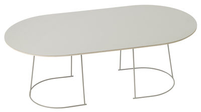 Furniture - Bedside & End tables - Airy Coffee table - / Large - 120 x 65 cm by Muuto - Grey - Painted steel, Plywood, Stratified