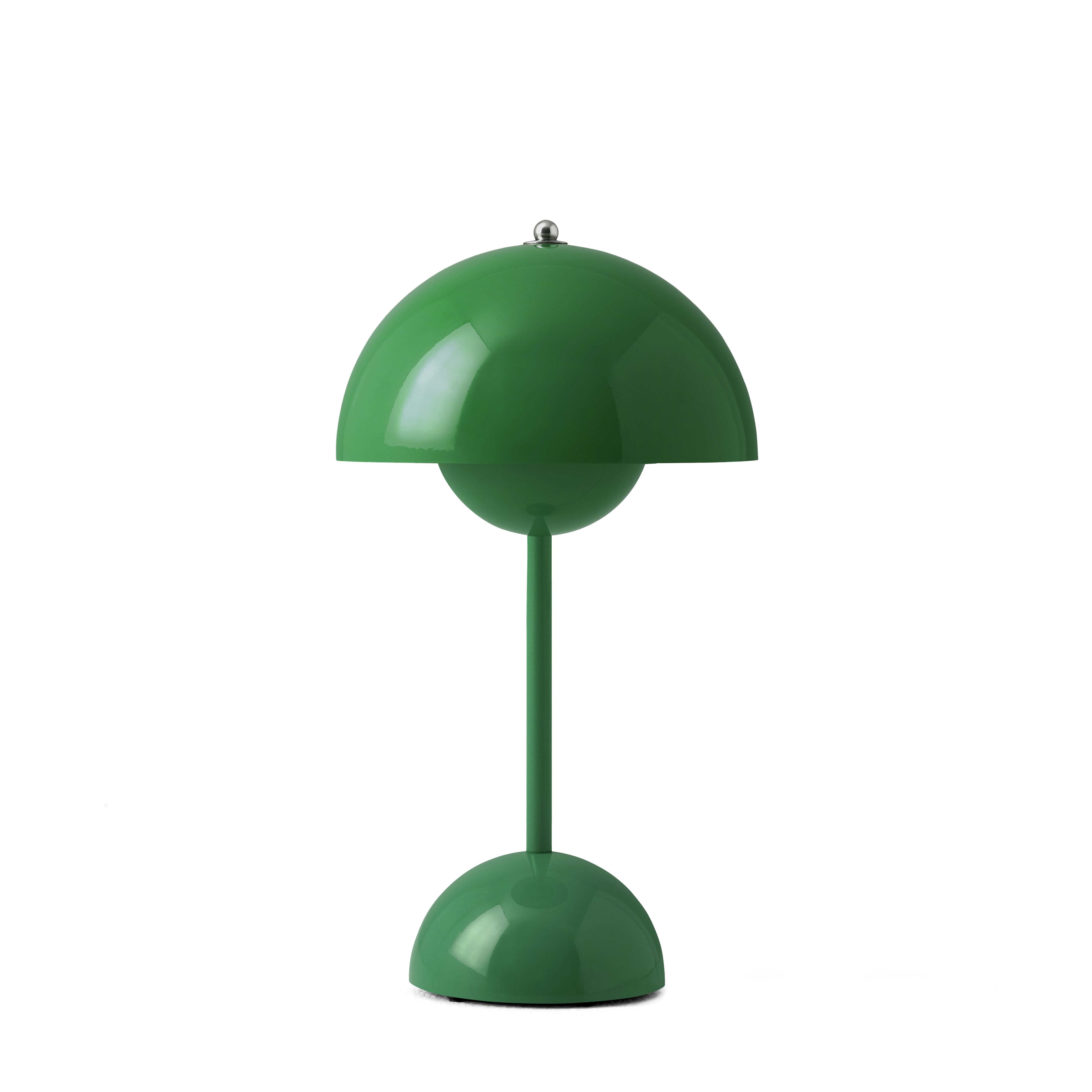 Luminaire - Lampes de table - Lampe sans fil Flowerpot VP9 / H 29,5 cm - By Verner Panton, 1968 - &tradition - Vert Signal - Polycarbonate