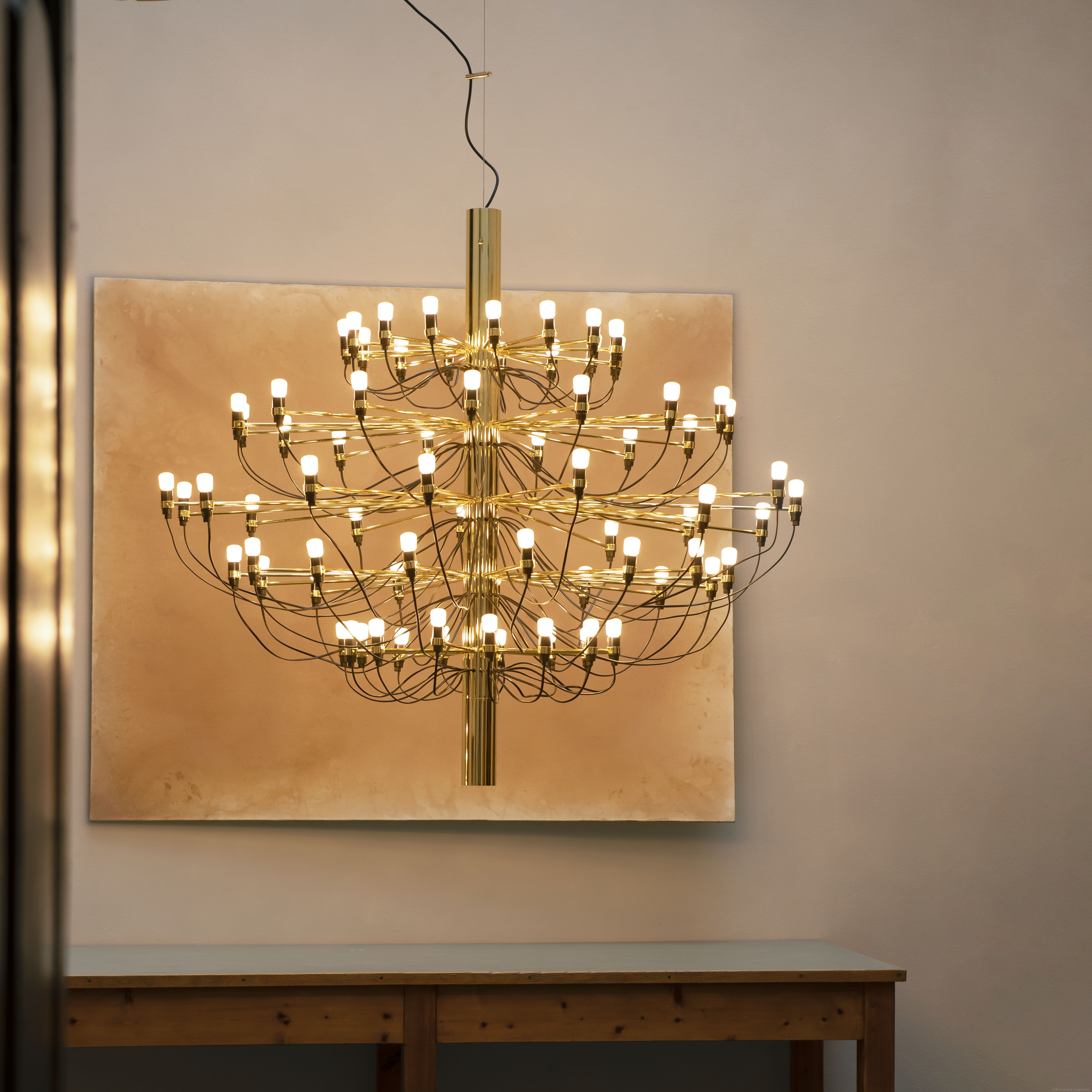 Pendelleuchte 2097 metall weiß / 50 transparente Glühbirnen INKLUSIVE - Ø  100 cm/ Gino Sarfatti, 1958 - Flos