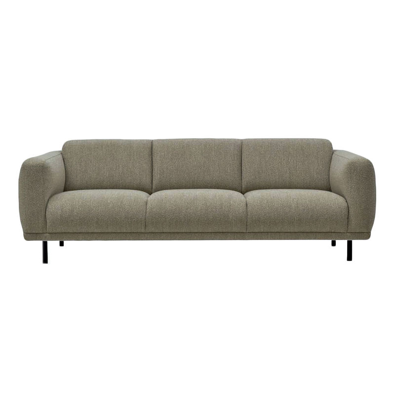Möbel - Sofas - Sofa Teddy XL textil grün / L 218 cm - Bouclette-Stoff - Pols Potten - Olivgrün - Federn, Geschlaufter Stoff, Holz, HR-Schaum