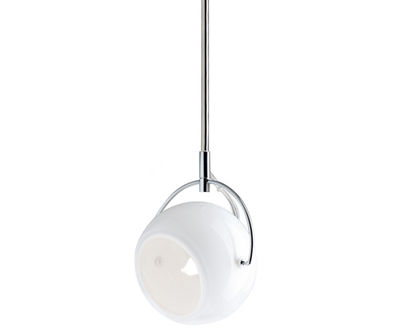 Illuminazione - Lampadari - Sospensione Beluga - vetro bianco - Ø 9 cm di Fabbian - Bianco - Ø 9 cm - Metallo cromato, vetro soffiato
