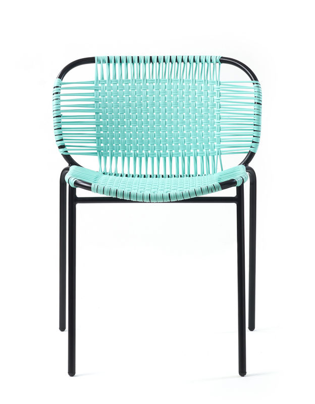 Möbel - Stühle  - Stapelbarer Stuhl Cielo plastikmaterial grün / Fäden PVC - ames - Minze / Gestell schwarz - lackierter Stahl, Recycelte PVC-Drähte