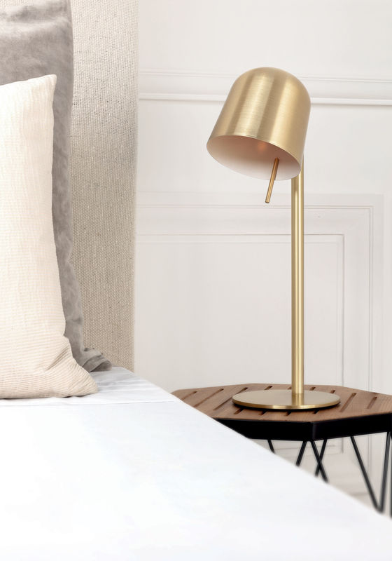 Tall Antique Brass Table Lamp With Brass Shade By Kalalou - Gold