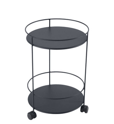 Furniture - Coffee Tables - Guinguette Trolley - / with casters - Ø 40 x H 62 cm by Fermob - Carbon - Lacquered steel