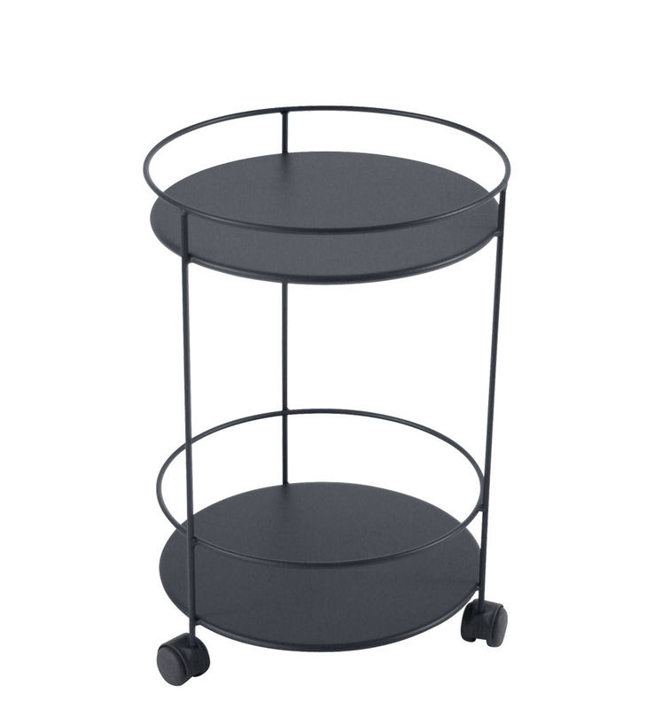 Furniture - Coffee Tables - Guinguette Trolley metal grey / with casters - Ø 40 x H 62 cm - Fermob - Carbon - Lacquered steel