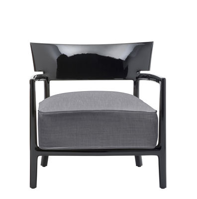 Furniture - Armchairs - Cara Solid Color Armchair - / Tissu by Kartell - Black / Charcoal grey fabric - Fabric, Polycarbonate, Polyurethane