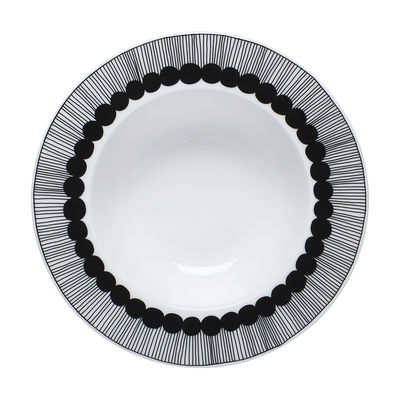 Table et cuisine - Assiettes - Assiette creuse Siirtolapuutarha / Ø 20 cm - Marimekko - Blanc - Noir - Porcelaine émaillée