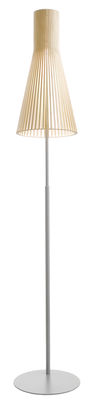 Luminaire - Lampadaires - Lampadaire Secto / H réglable 175 à 185 cm - Secto Design - Bouleau naturel / Structure gris clair - Lattes de bouleau, Métal
