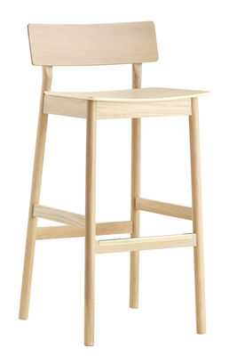 Furniture - Bar Stools - Pause Bar stool - Oak - H 75 cm by Woud - Soaped oak - Brass, Oak