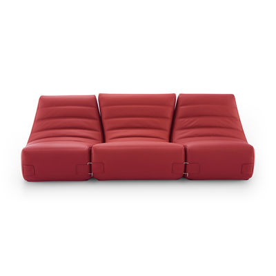 Canapé de jardin 3 places Rouge Cuir Design Confort