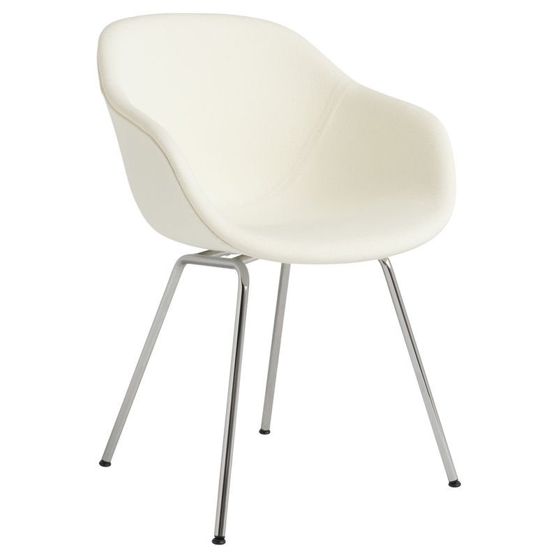Möbel - Stühle  - Gepolsterter Sessel AAC 227 textil weiß / Stoff & Stahl - Hay - Weiß (Stoff Vidar 106) / Verchromt - Gewebe, Recyceltes Polypropylen, Schaumstoff, verchromter Stahl