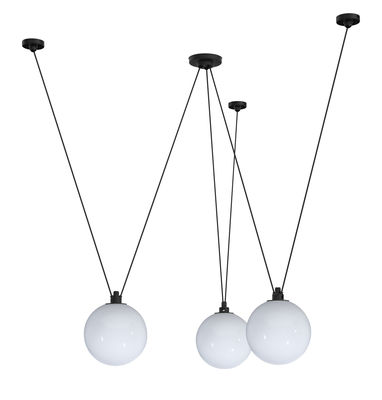 Lighting - Pendant Lighting - Acrobate N°325 Pendant - / Lampes Gras - 3 glass shades Ø 25 cm by DCW éditions - White - Glass