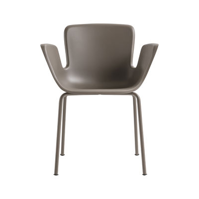 Furniture - Chairs - Juli Plastic Armchair - / 4 metal legs by Cappellini - Taupe - Renforced polypropylen, Varnished metal