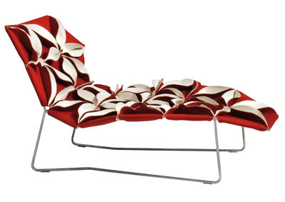 Möbel - Außergewöhnliche Möbel - Antibodi Liege - Moroso - Rot/weiße Blumen - Gewebe, rostfreier Stahl