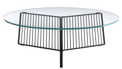 Mobilier - Tables basses - Table basse Anapo / Ø 80 cm - Driade - Noir / Plateau transparent - Acier laqué, Verre trempé