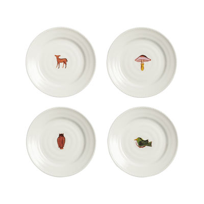 Table et cuisine - Assiettes - Assiette à mignardises Autumn / Set de 4 - Ø 17.5 cm / Porcelaine - & klevering - Blanc / Motifs colorés - Porcelaine