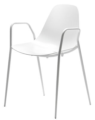 Mobilier - Chaises, fauteuils de salle à manger - Fauteuil empilable Mammamia / Coque et pieds métal - Opinion Ciatti - Blanc - Aluminium, Métal