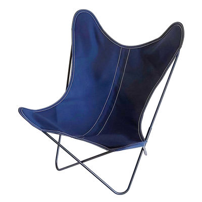 Möbel - Lounge Sessel - AA Butterfly OUTDOOR Sessel / Baumwolle - Gestell schwarz - AA-New Design - Tintenblau - Für d. Außeneinsatz behandelte Baumwolle, thermolackierter Stahl