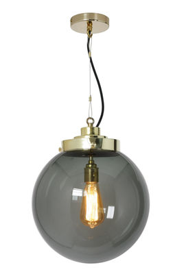 Luminaire - Suspensions - Suspension Globe Medium / Ø 30 cm - Verre soufflé - Original BTC - Verre anthracite / Laiton - Laiton poli, Verre soufflé