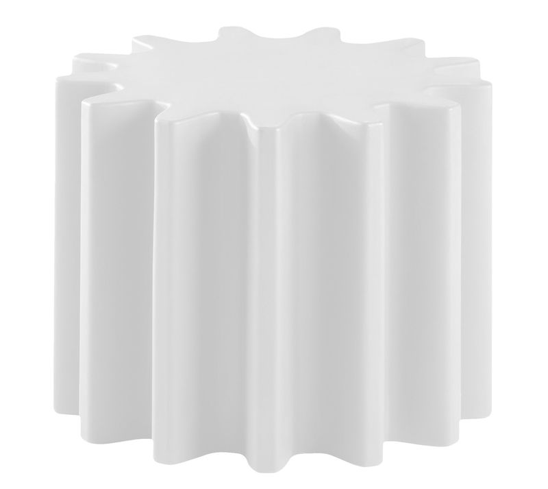 Mobilier - Tables basses - Table basse Gear plastique blanc / Pouf - Ø 55 x H 43 cm - Slide - Blanc - polyéthène recyclable