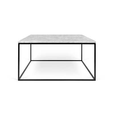 Arredamento - Tavolini  - Tavolino Marble - / Marmo - 75 x 75 cm x H 40 cm di POP UP HOME - Marmo bianco / Gamba nera - Acciaio laccato, Marmo